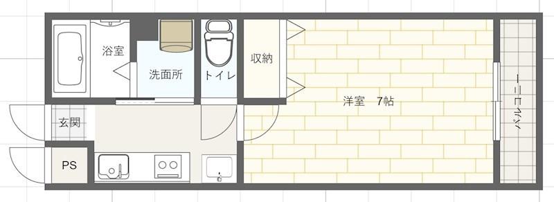 ラフェスタ妻鹿(1K/1階)の間取り写真
