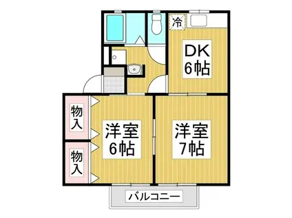 ピースタウン・アイリスC(2DK/2階)の間取り写真