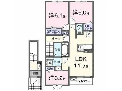 エレガンシア(3LDK/2階)の間取り写真