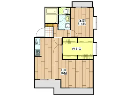 ベルメゾン矢野(1LDK/2階)の間取り写真