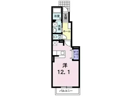 グリシーヌA(1K/1階)の間取り写真