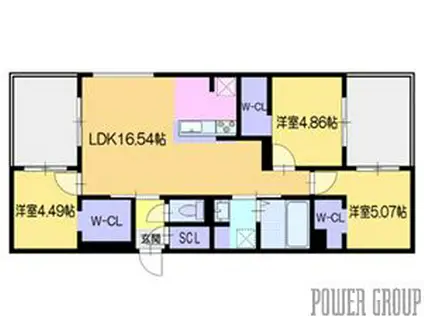 ラ・シュエット栄通A(3LDK/1階)の間取り写真