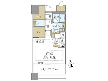 白金ザ・スカイ東棟(ワンルーム/6階)の間取り写真