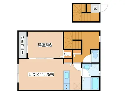 ベルリード壱番館(1LDK/2階)の間取り写真