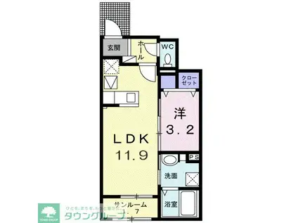 セスト湘南(1LDK/1階)の間取り写真