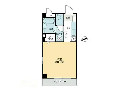 フィネス佐古(1K/2階)の間取り写真