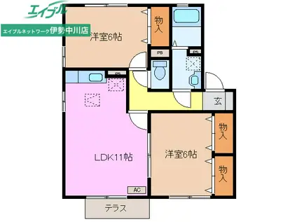 ファミーユ(2LDK/1階)の間取り写真