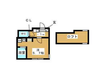 メゾン・ド・エム追浜(1K/2階)の間取り写真