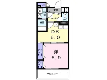 アーバンウィンズ3(1DK/2階)の間取り写真