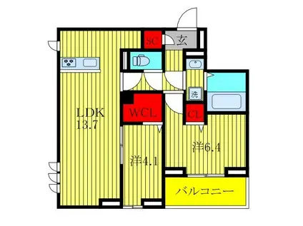 CLASSEUM都賀(2LDK/2階)の間取り写真