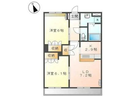 プレザンス湯郷(2LDK/1階)の間取り写真