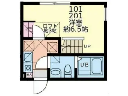 ハイムカノア(1K/2階)の間取り写真