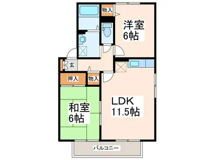 ベルデュール(2LDK/1階)の間取り写真