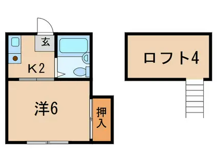 クリスタルハウス二子(1K/2階)の間取り写真