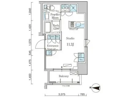 パークアクシス日本橋本町(ワンルーム/3階)の間取り写真