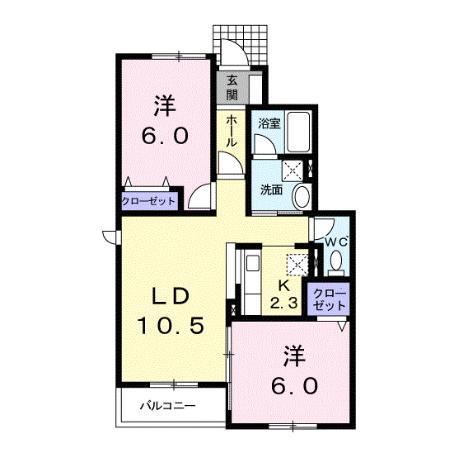 キャトルセゾンC(2LDK/1階)の間取り写真