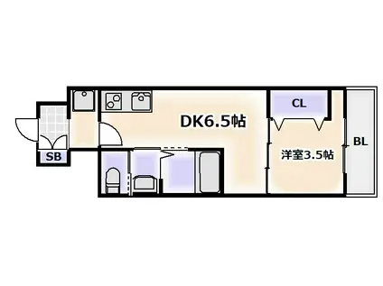 クローバー・レジデンス文の里(1DK/5階)の間取り写真