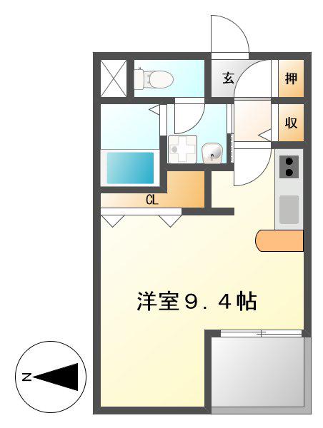 スワローハイム岩塚(ワンルーム/3階)の間取り写真