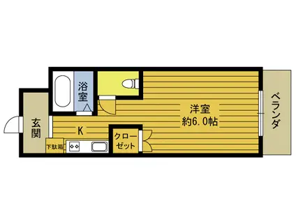 スカイビル亀川(1K/4階)の間取り写真