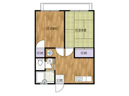 チェリーハイム B棟(2DK/2階)の間取り写真