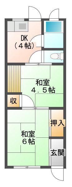 アクアハイツ神戸塩屋台(2DK/2階)の間取り写真