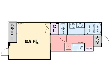 ハピネスI(1K/1階)の間取り写真