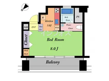 港区南青山5丁目 16 万円 29.76平米(1K/5階)の間取り写真