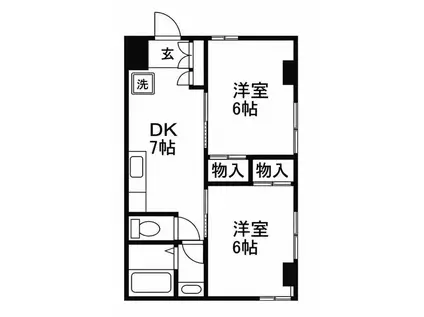 サン・オカベ・5(2K/1階)の間取り写真