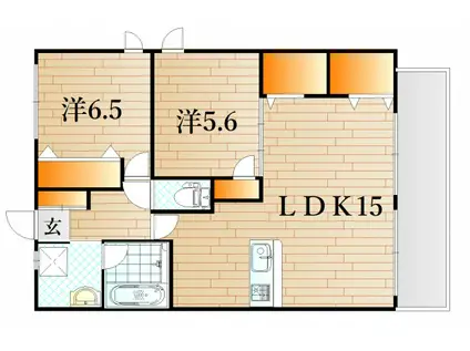 サンフォレスト三林ビル(2LDK/2階)の間取り写真