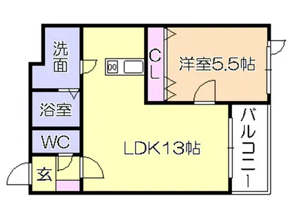 アレイII(1LDK/3階)の間取り写真