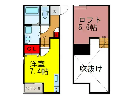 COURT MODERIA 凛J(ワンルーム/2階)の間取り写真