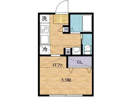 ラ・カーサ・フェリーチェ(1K/2階)の間取り写真