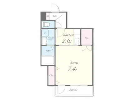 グリーンコート愛宕(1K/1階)の間取り写真