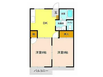 深水パークハイツ(2DK/1階)の間取り写真