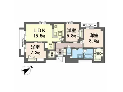コトーネ(3LDK/1階)の間取り写真