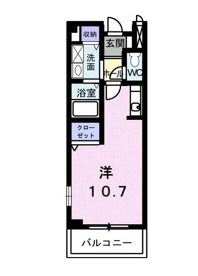 エスポワール土居B(ワンルーム/2階)の間取り写真