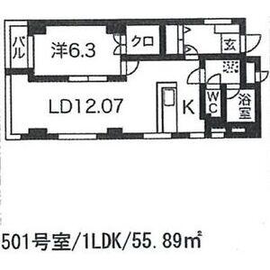 丸茂御園ビル(1LDK/5階)の間取り写真