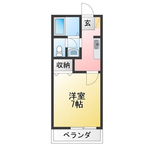 エクレール東源台 B棟(1K/2階)の間取り写真