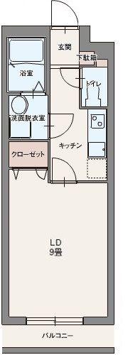 アロッジオ淵野辺Ⅰ(1K/1階)の間取り写真