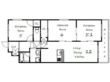 フォーラム城ヶ岡弐番館(3LDK/4階)の間取り写真