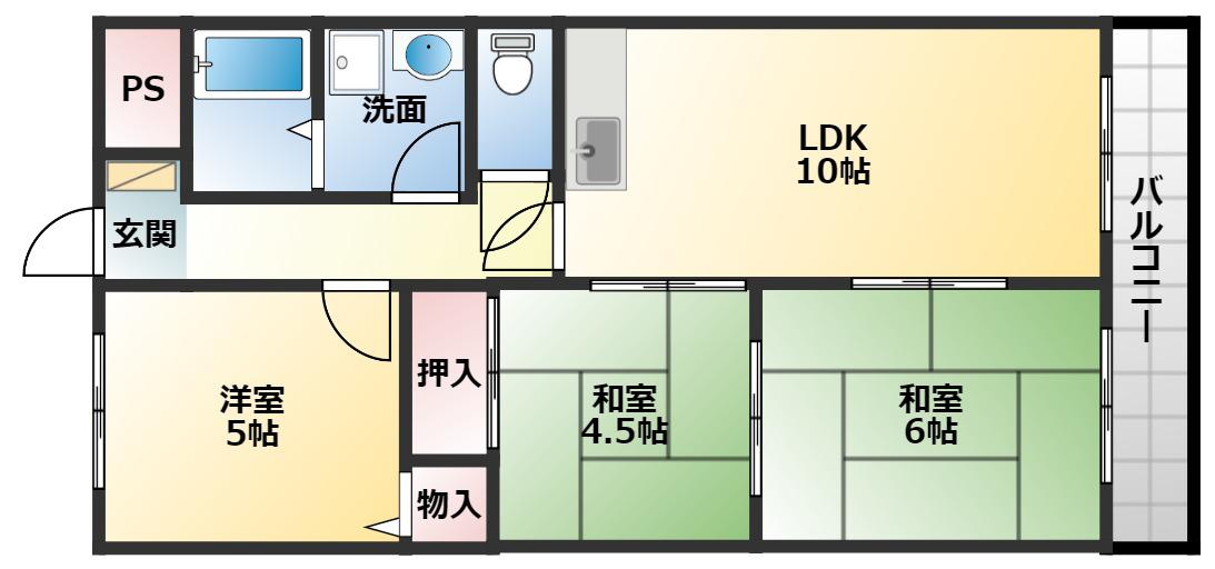 パラストオカザワ(3LDK/2階)の間取り写真