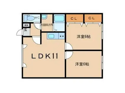 中央ハイツ(2LDK/2階)の間取り写真