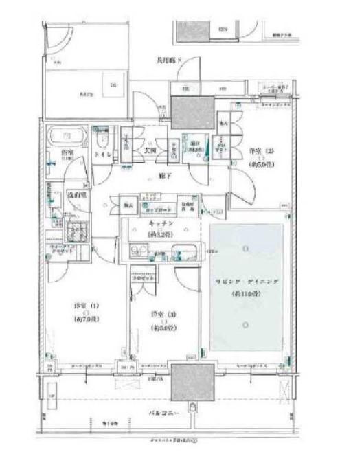 ベイズ タワー&ガーデン(3LDK/3階)の間取り写真