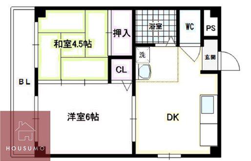 レジデンス上新庄(2DK/5階)の間取り写真