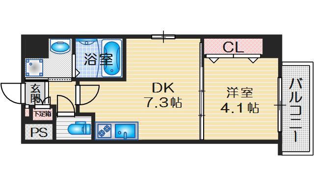 プレステージVII城北(1DK/5階)の間取り写真