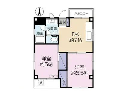 ガーデンコート秋津(2DK/2階)の間取り写真