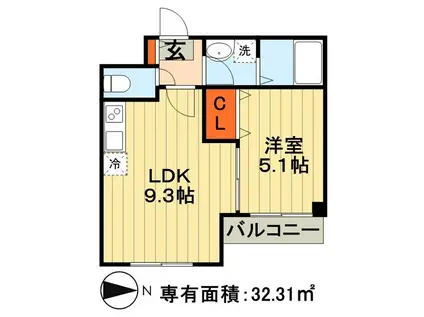 WIND WARD(1LDK/2階)の間取り写真