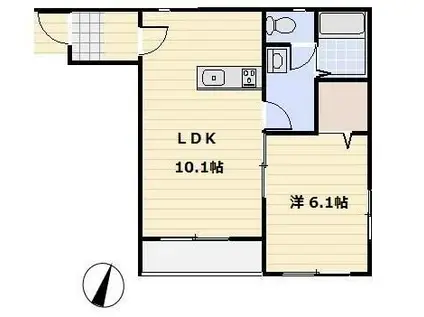 ビューノ浦和(1LDK/2階)の間取り写真