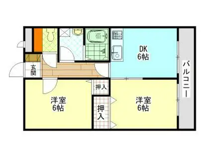都ヴィレッヂ新涯II(2DK/3階)の間取り写真