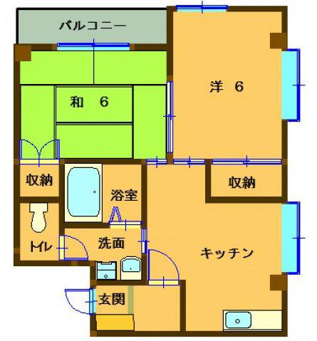 ビラローザ(2DK/3階)の間取り写真